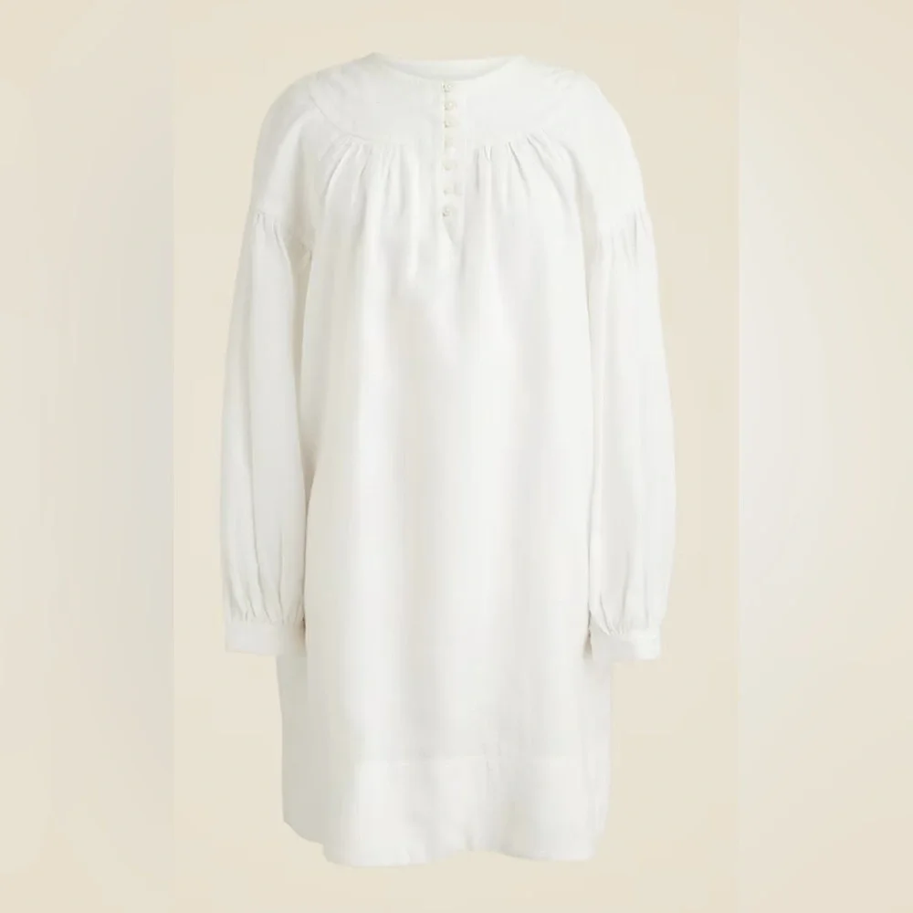 J.Crew Gathered popover dress in linen - Picture 5 of 9